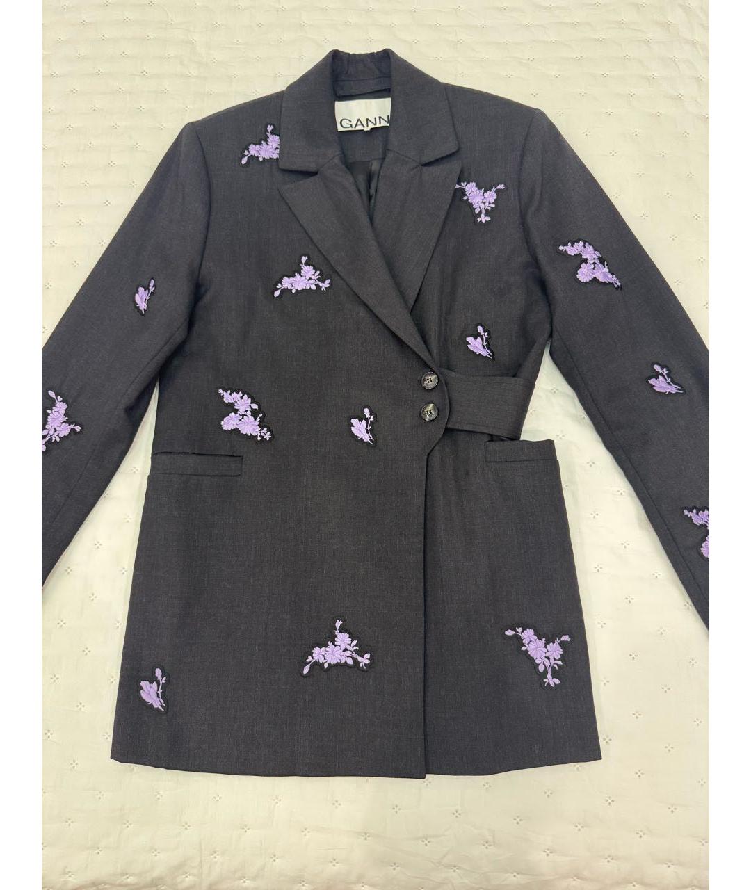 GANNI Черный шерстяной жакет/пиджак, фото 2