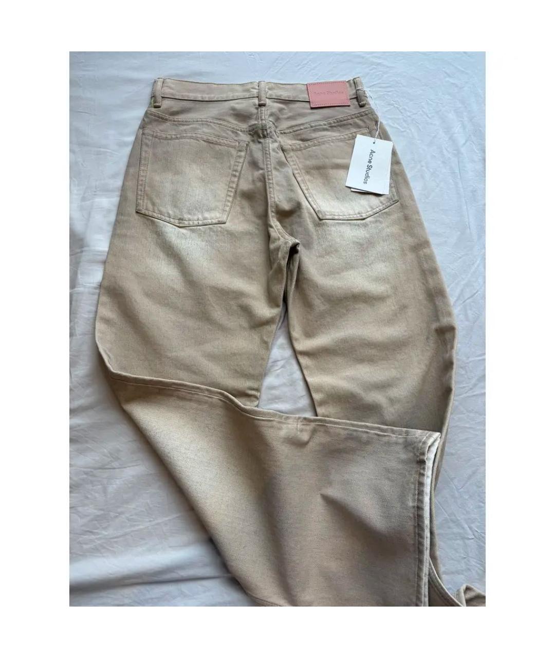 ACNE STUDIOS Бежевые хлопковые прямые джинсы, фото 3