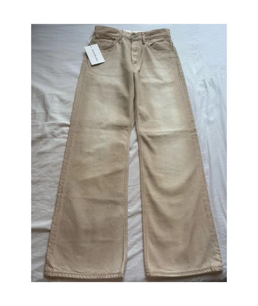 ACNE STUDIOS Бежевые хлопковые прямые джинсы, фото 2