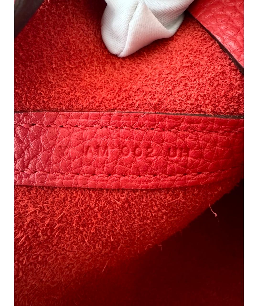 HERMES Красная кожаная сумка с короткими ручками, фото 5