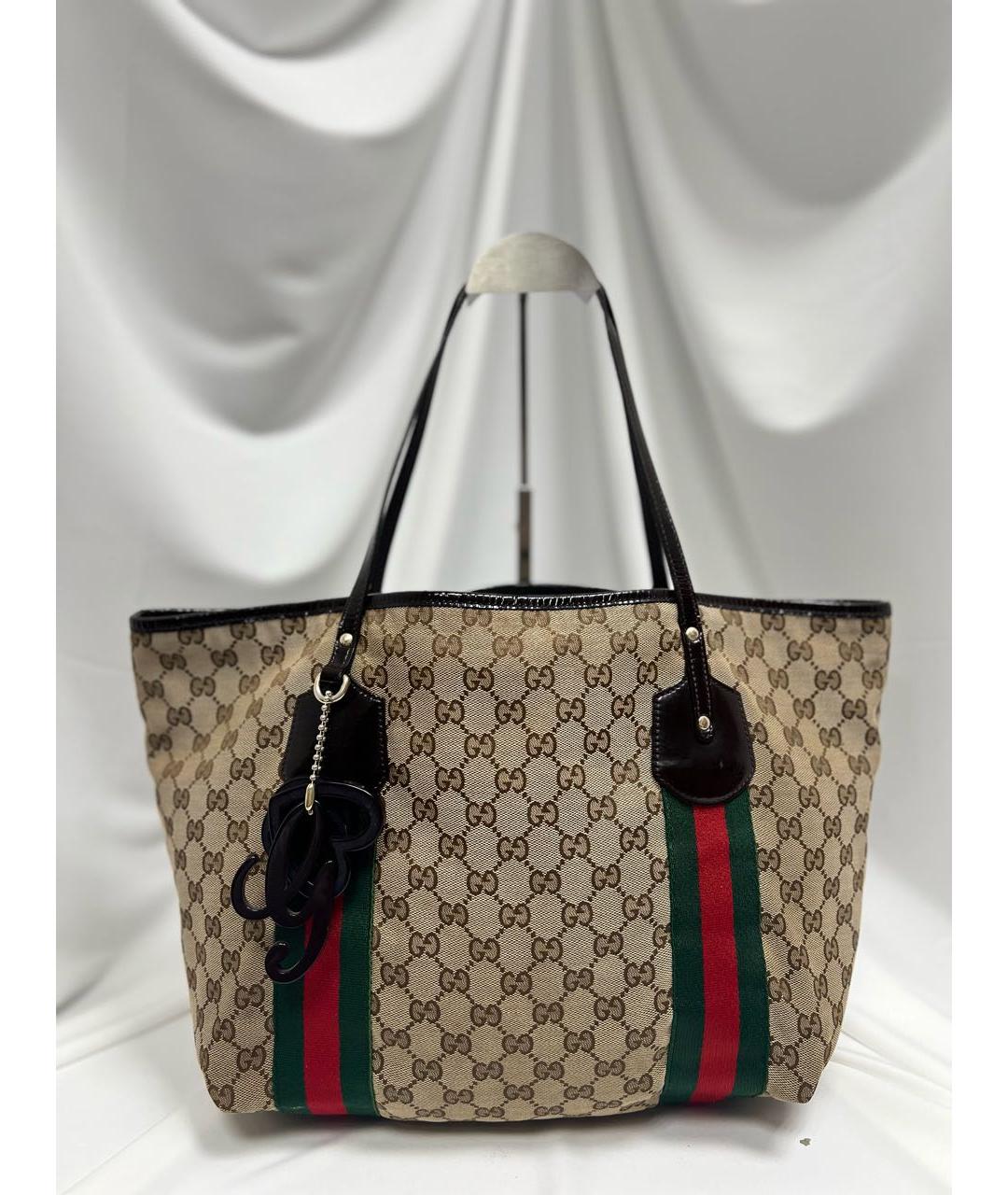 GUCCI Черная кожаная сумка тоут, фото 5