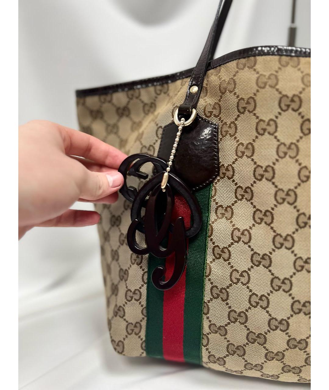 GUCCI Черная кожаная сумка тоут, фото 4