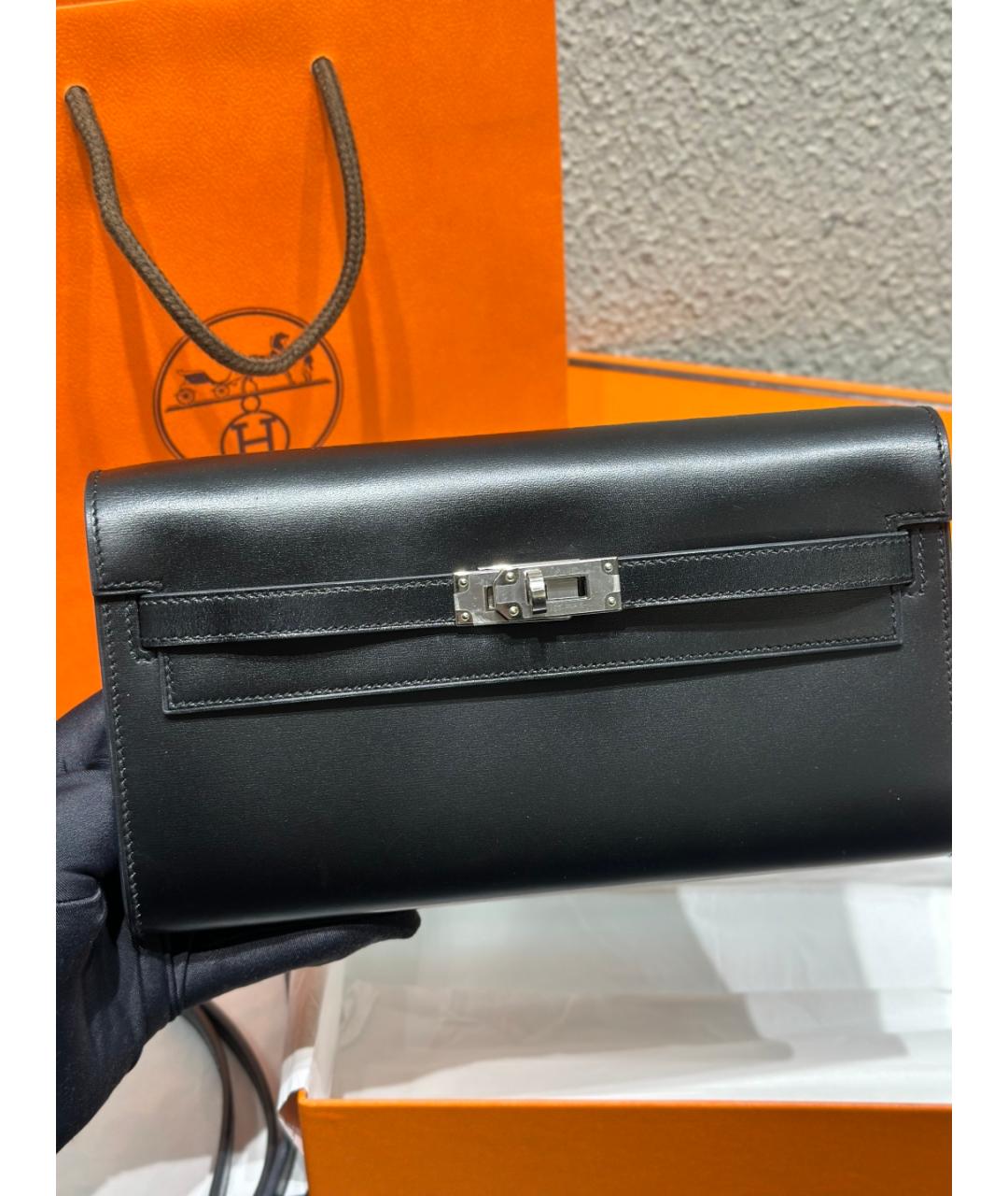 HERMES Черная кожаная сумка через плечо, фото 3