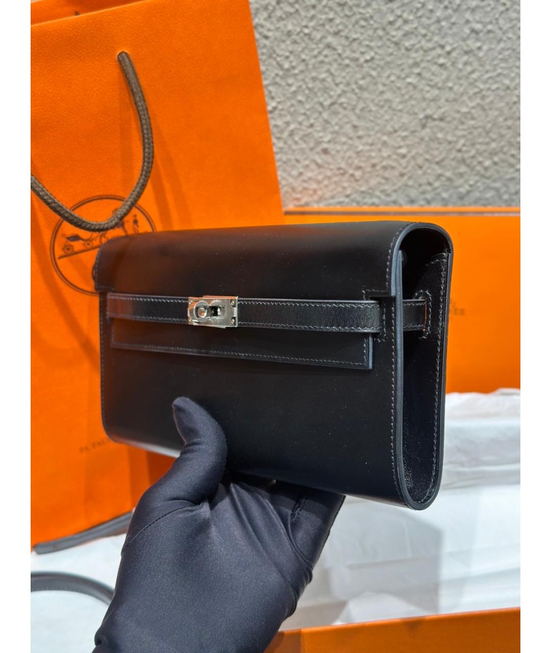 HERMES Черная кожаная сумка через плечо, фото 5