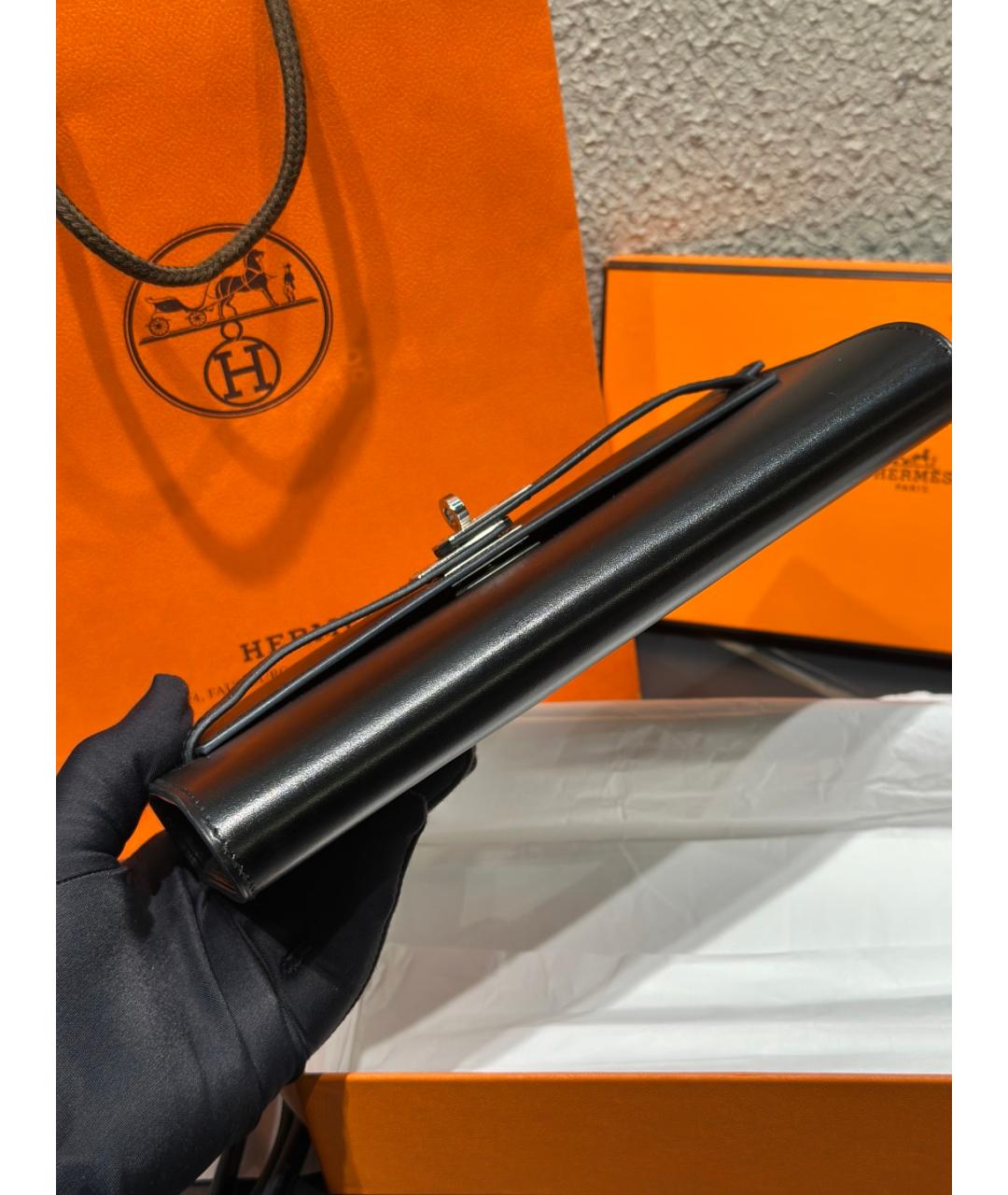 HERMES Черная кожаная сумка через плечо, фото 9