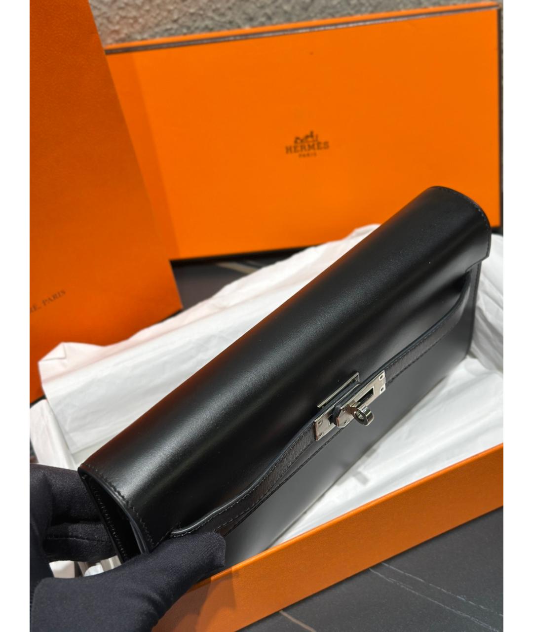 HERMES Черная кожаная сумка через плечо, фото 8