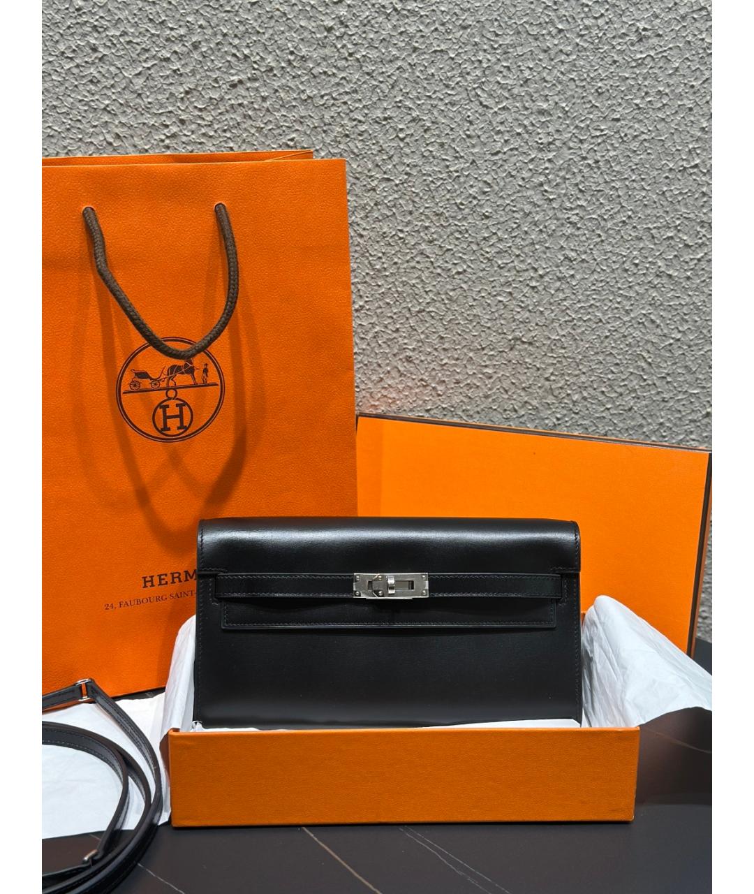HERMES Черная кожаная сумка через плечо, фото 10