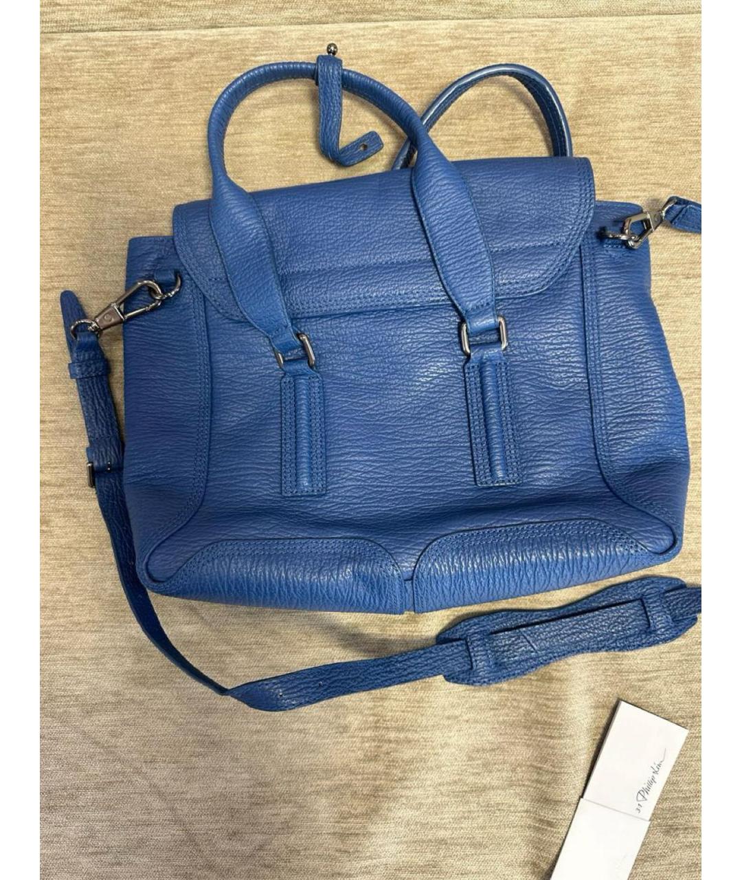 3.1 PHILLIP LIM Синяя кожаная сумка с короткими ручками, фото 3