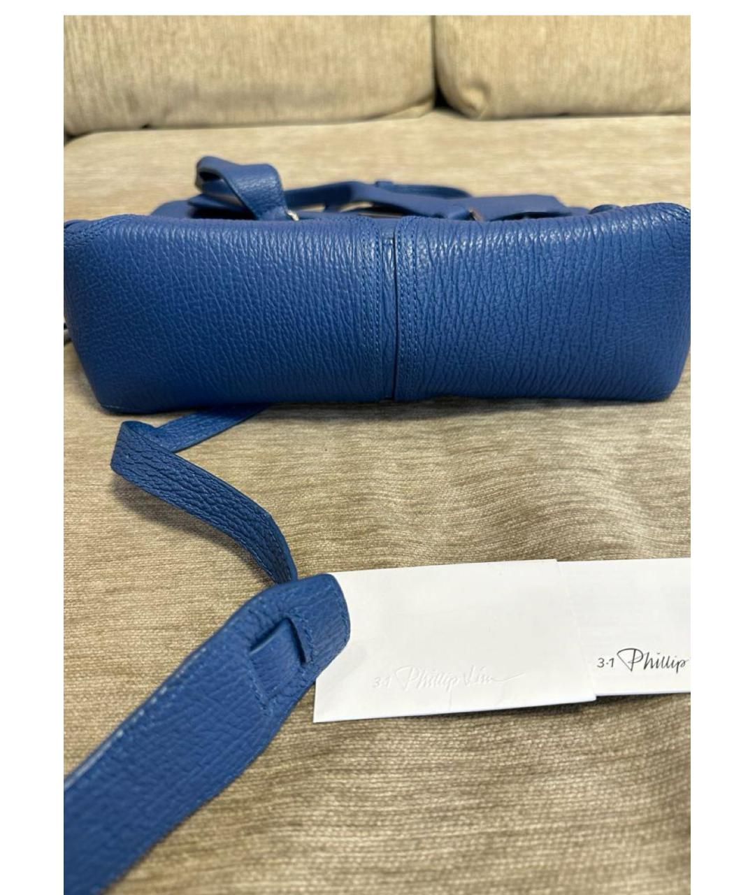 3.1 PHILLIP LIM Синяя кожаная сумка с короткими ручками, фото 4