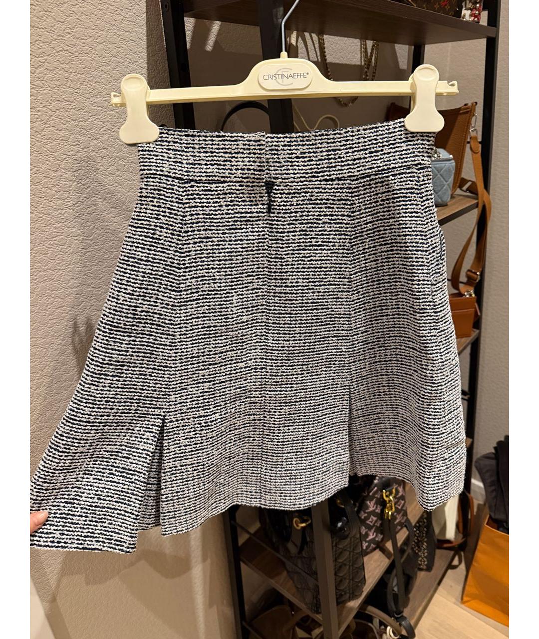 CHANEL Серебряная твидовая юбка миди, фото 2