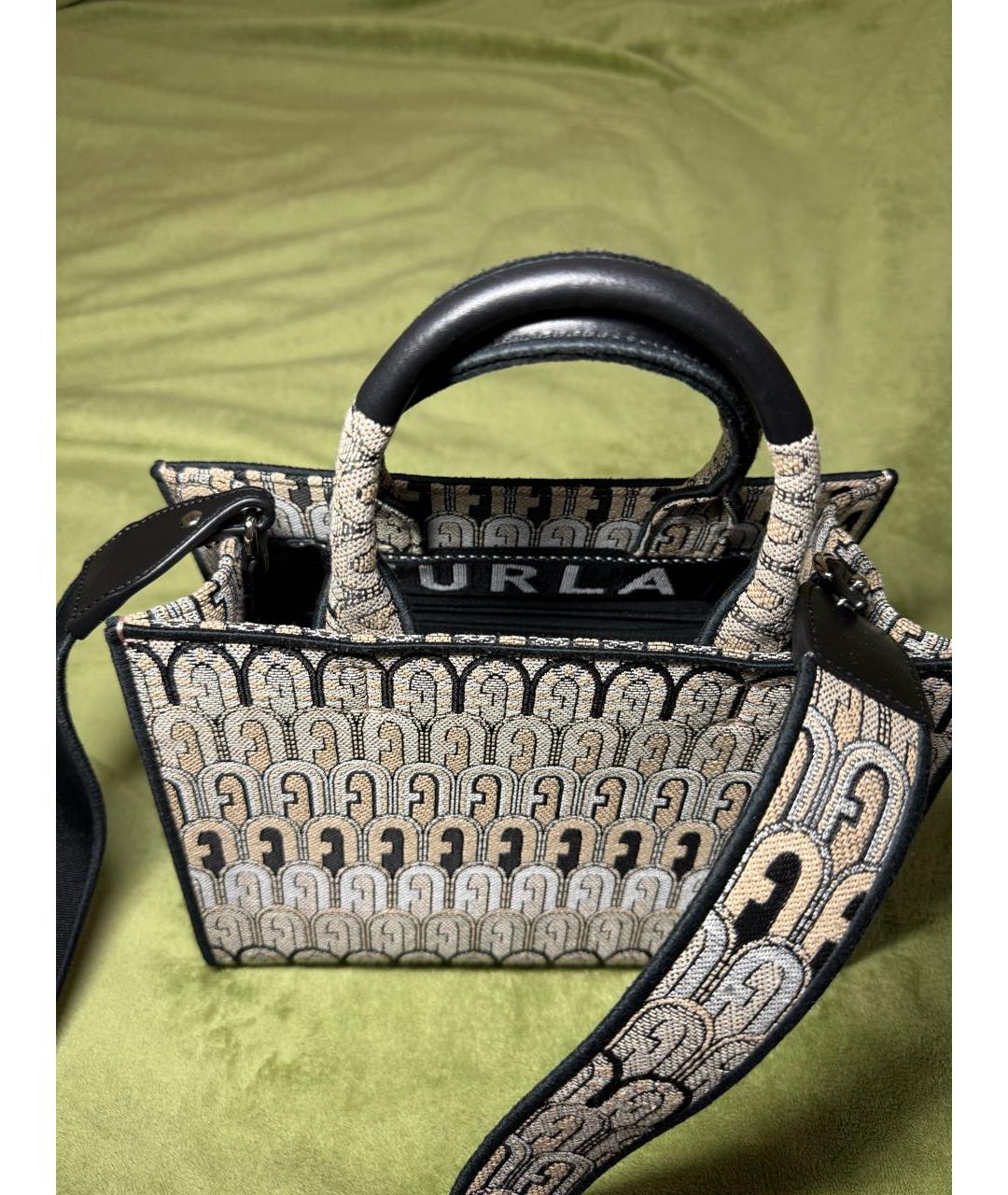 FURLA Серая жаккардовая сумка тоут, фото 5