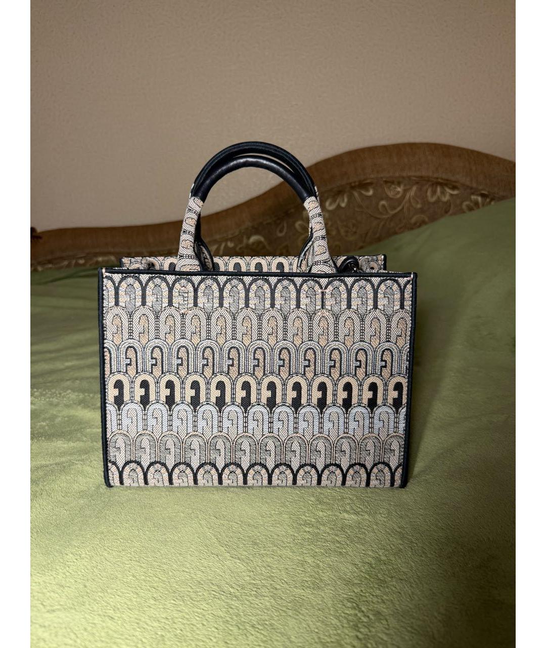 FURLA Серая жаккардовая сумка тоут, фото 7