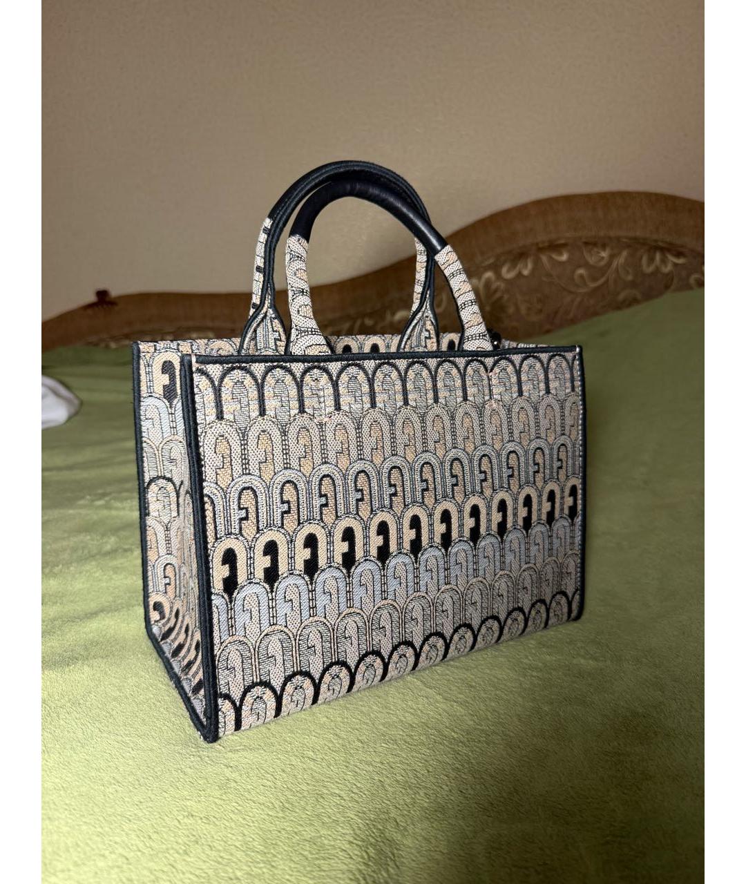 FURLA Серая жаккардовая сумка тоут, фото 2