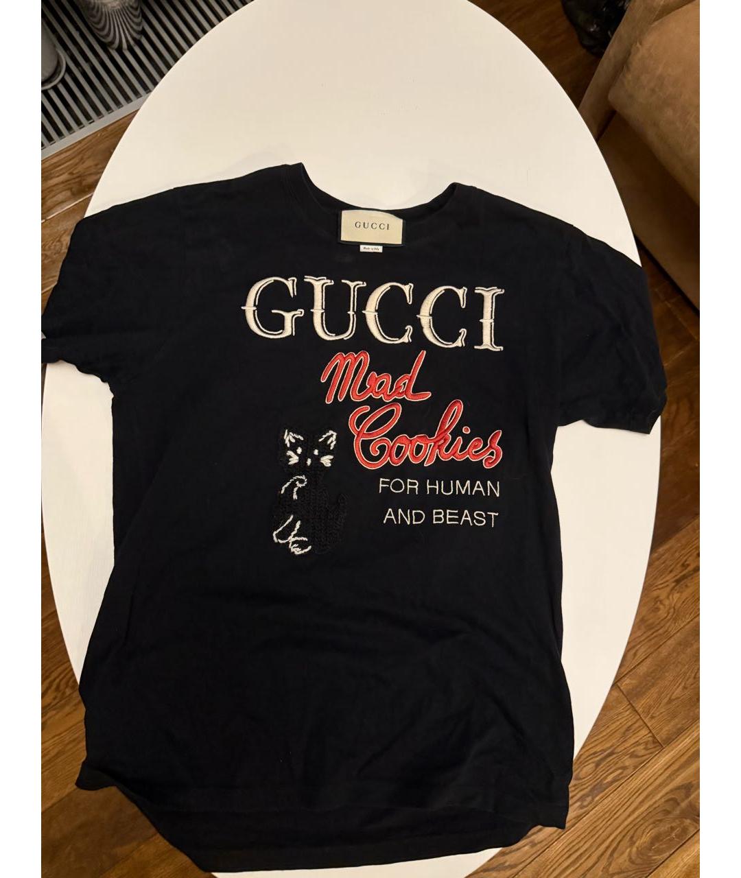 GUCCI Черная хлопковая футболка, фото 3