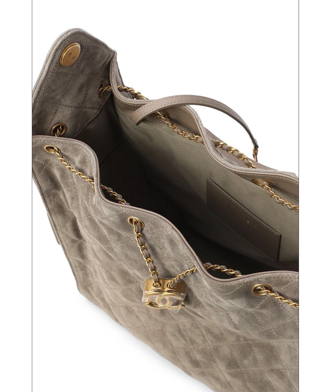 CHANEL Бежевая замшевая сумка через плечо, фото 4