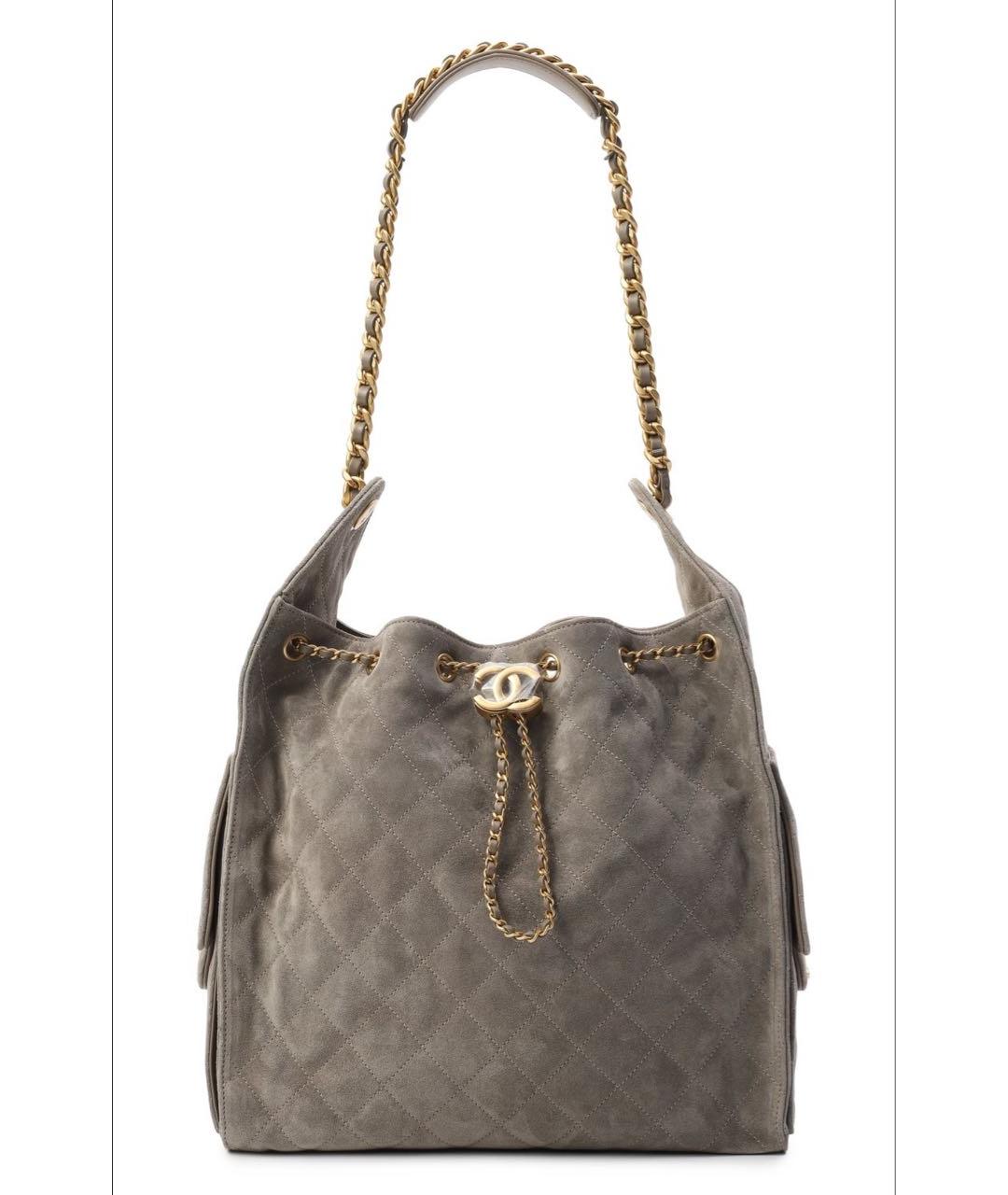 CHANEL Бежевая замшевая сумка через плечо, фото 6