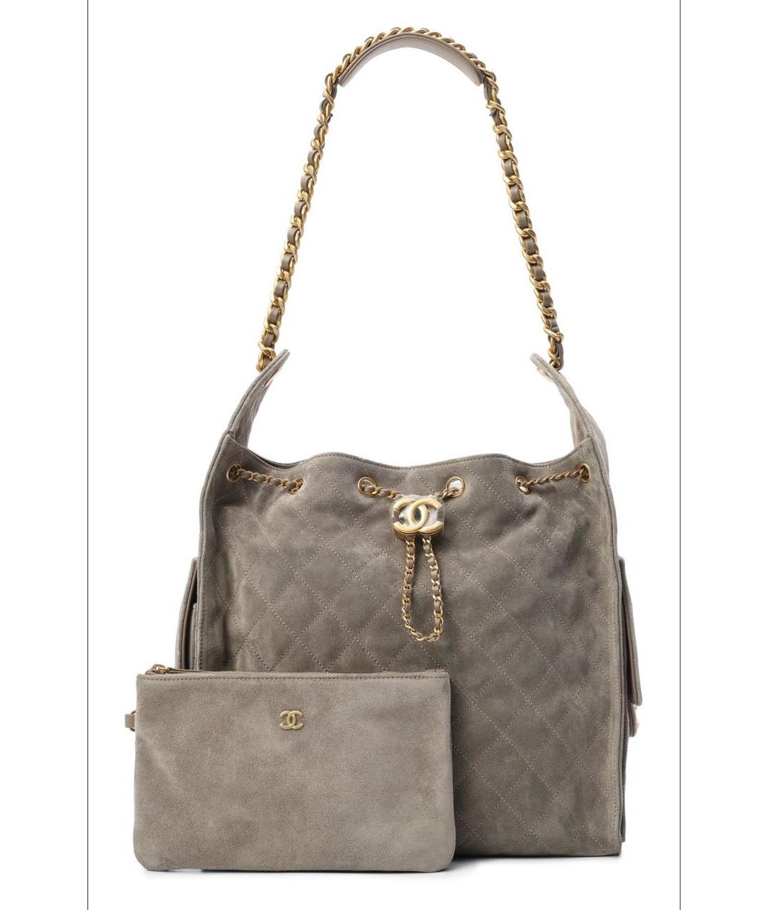 CHANEL Бежевая замшевая сумка через плечо, фото 5