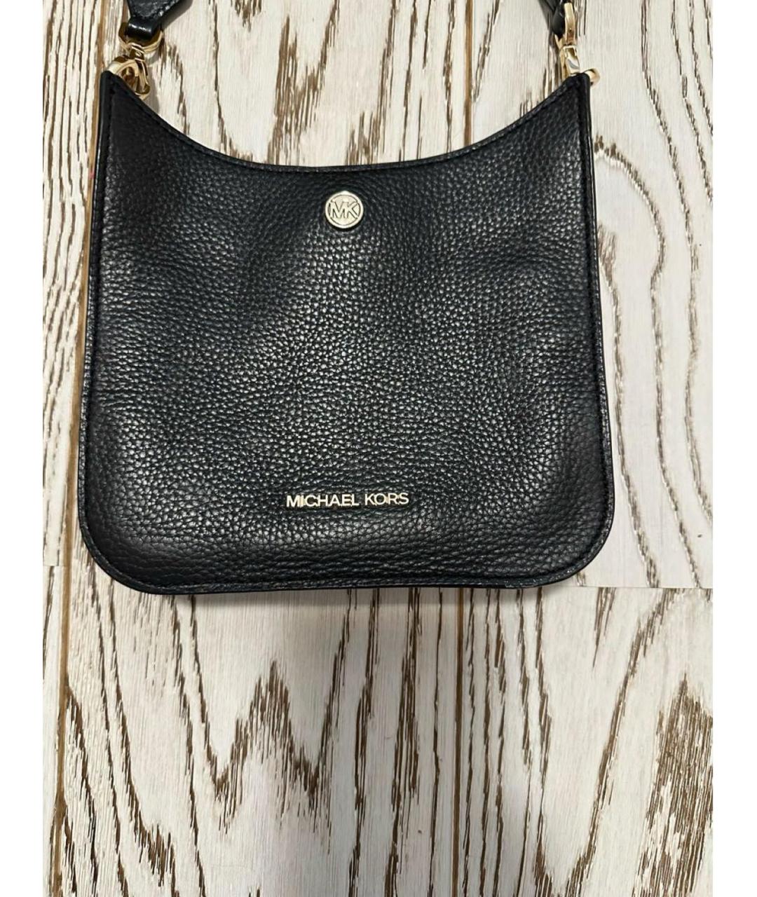 MICHAEL KORS Черная кожаная сумка через плечо, фото 3