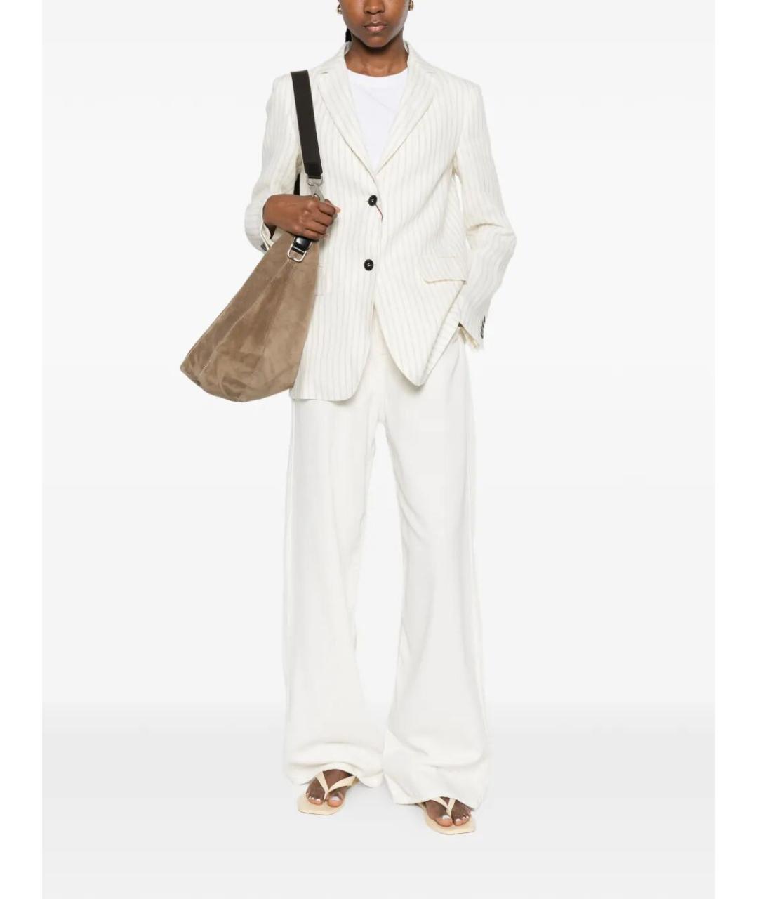 ICON DENIM Белые хлопко-лиоцелловые прямые джинсы, фото 2