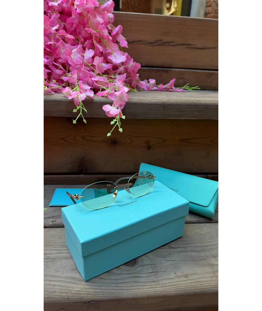 TIFFANY&CO Бежевые металлические солнцезащитные очки, фото 5