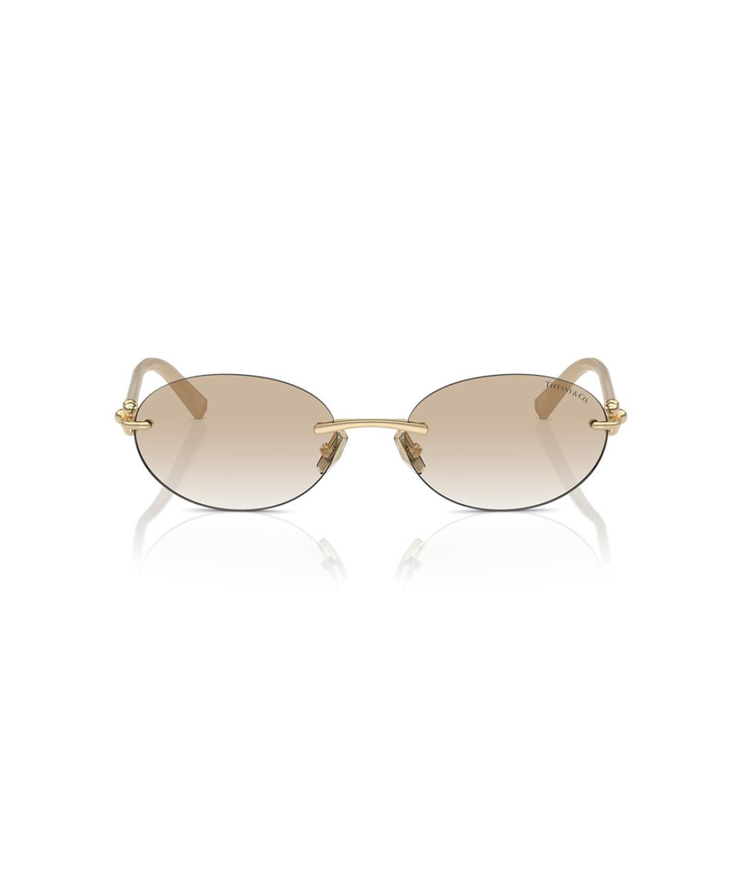 TIFFANY&CO Бежевые металлические солнцезащитные очки, фото 3