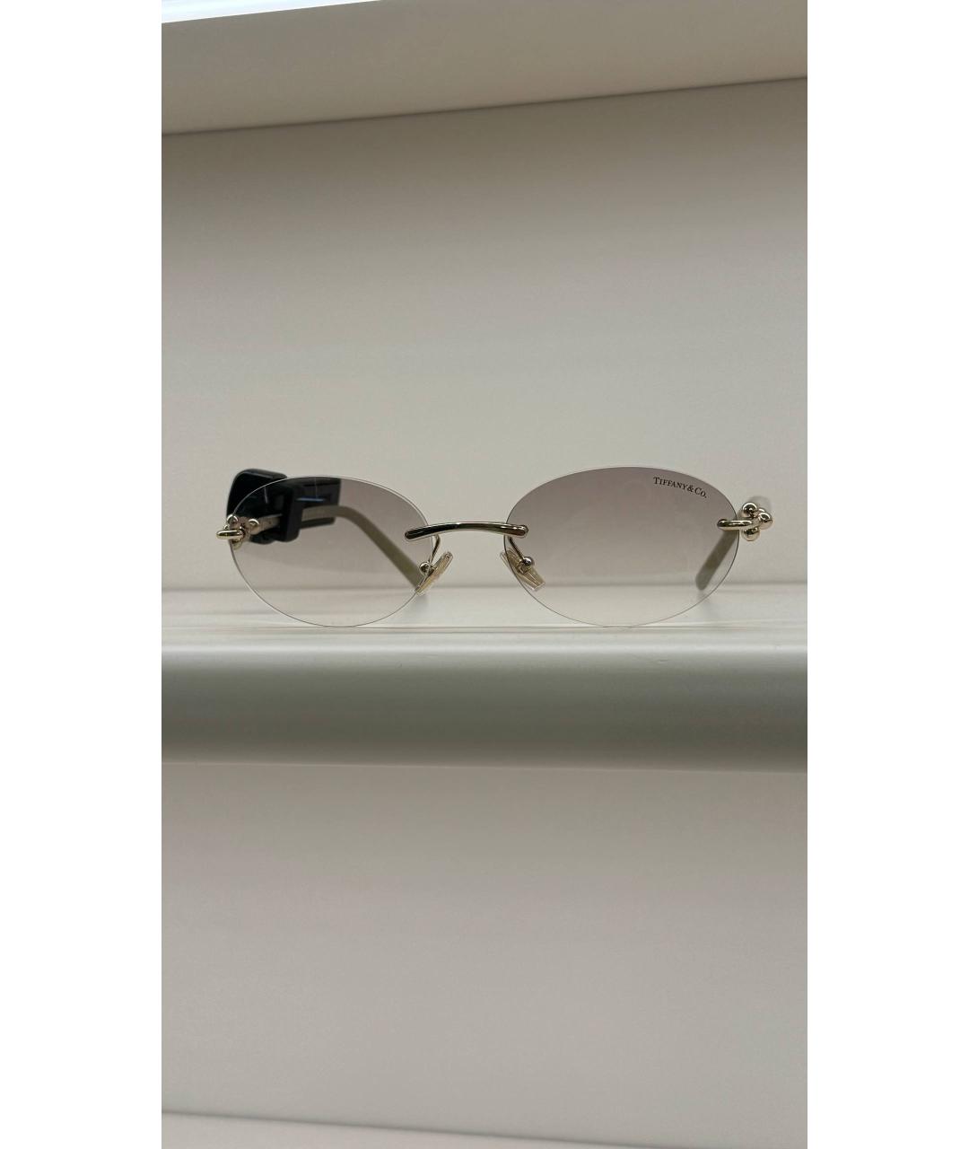 TIFFANY&CO Бежевые металлические солнцезащитные очки, фото 7