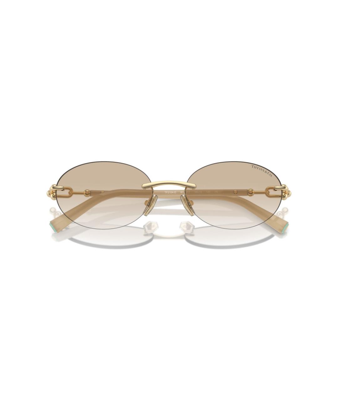 TIFFANY&CO Бежевые металлические солнцезащитные очки, фото 2