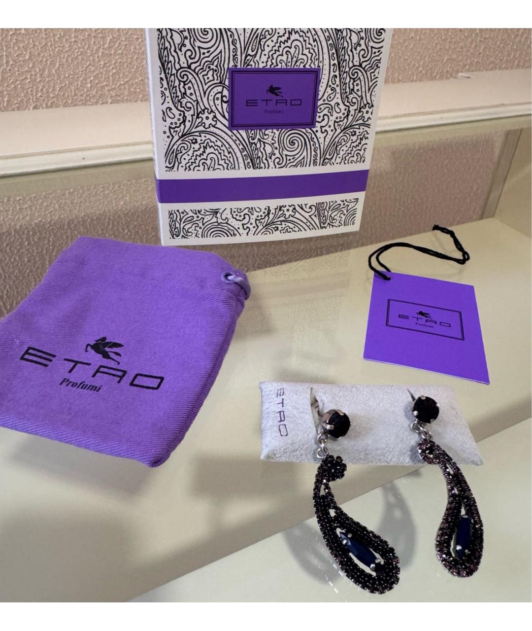 ETRO Темно-синие латунные серьги, фото 7