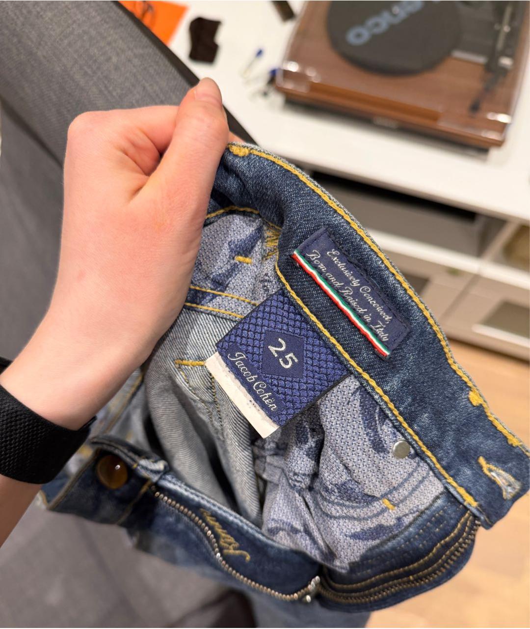 JACOB COHEN Темно-синие хлопковые прямые джинсы, фото 4