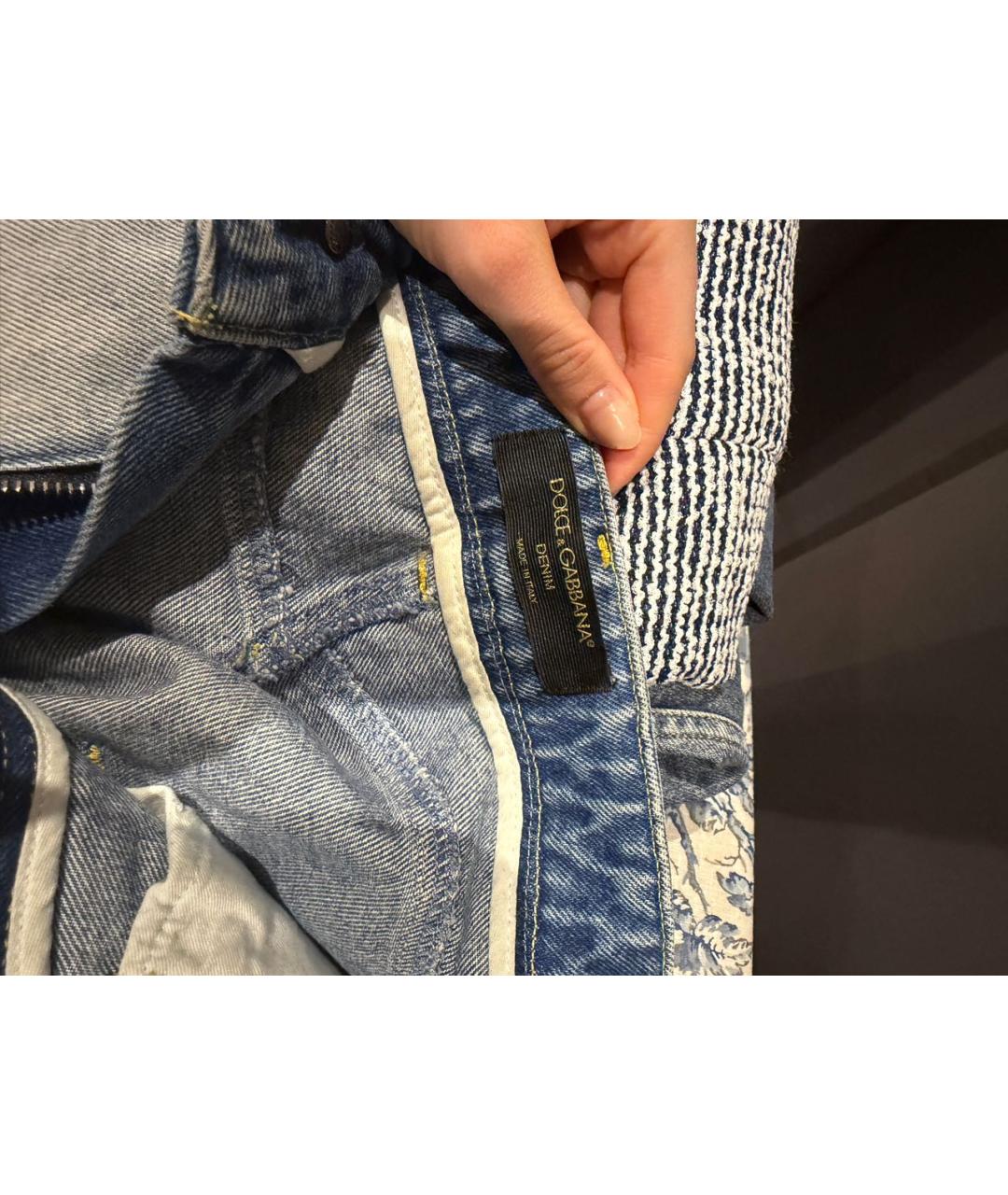 DOLCE&GABBANA Синие хлопковые прямые джинсы, фото 3