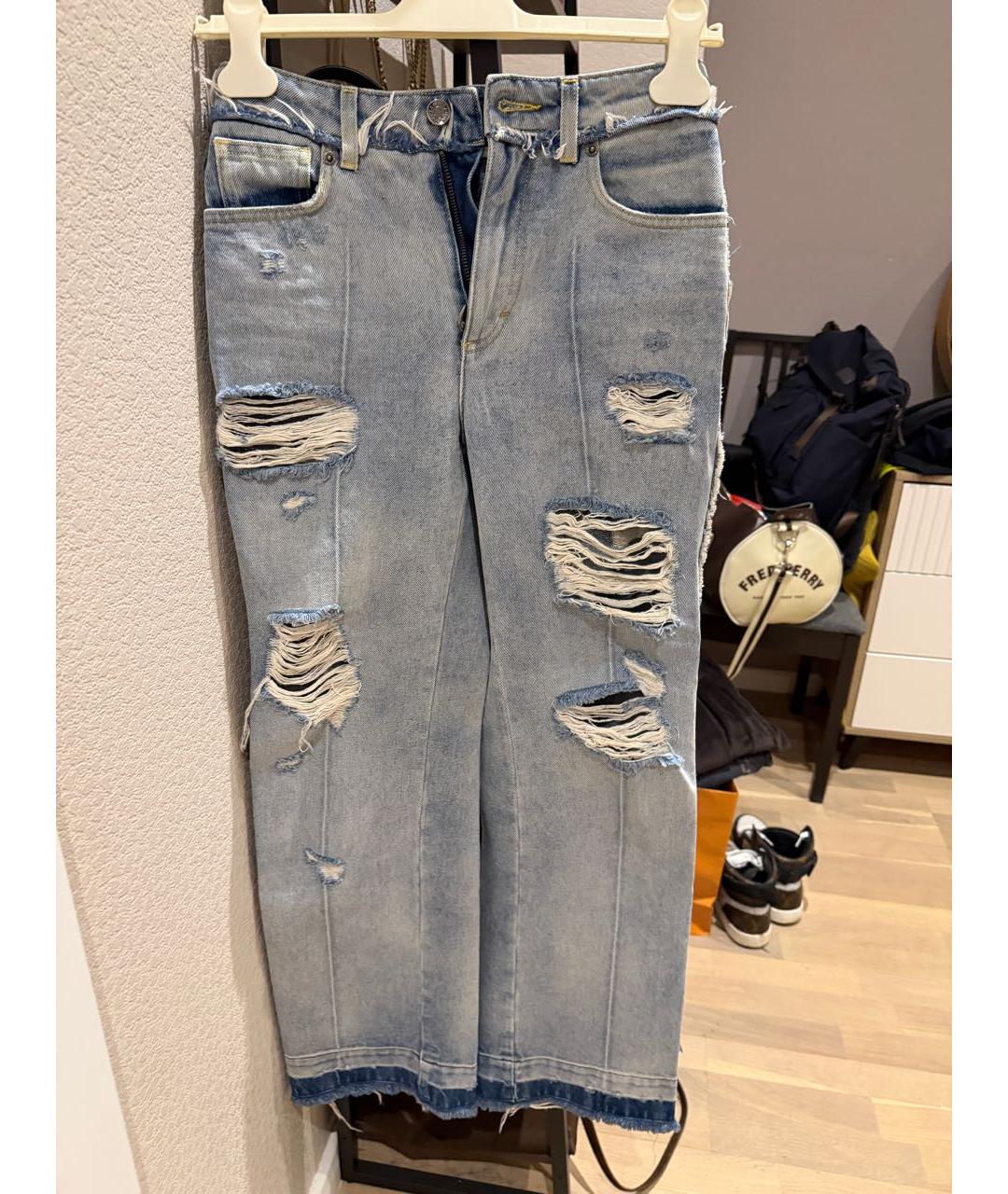 DOLCE&GABBANA Синие хлопковые прямые джинсы, фото 5