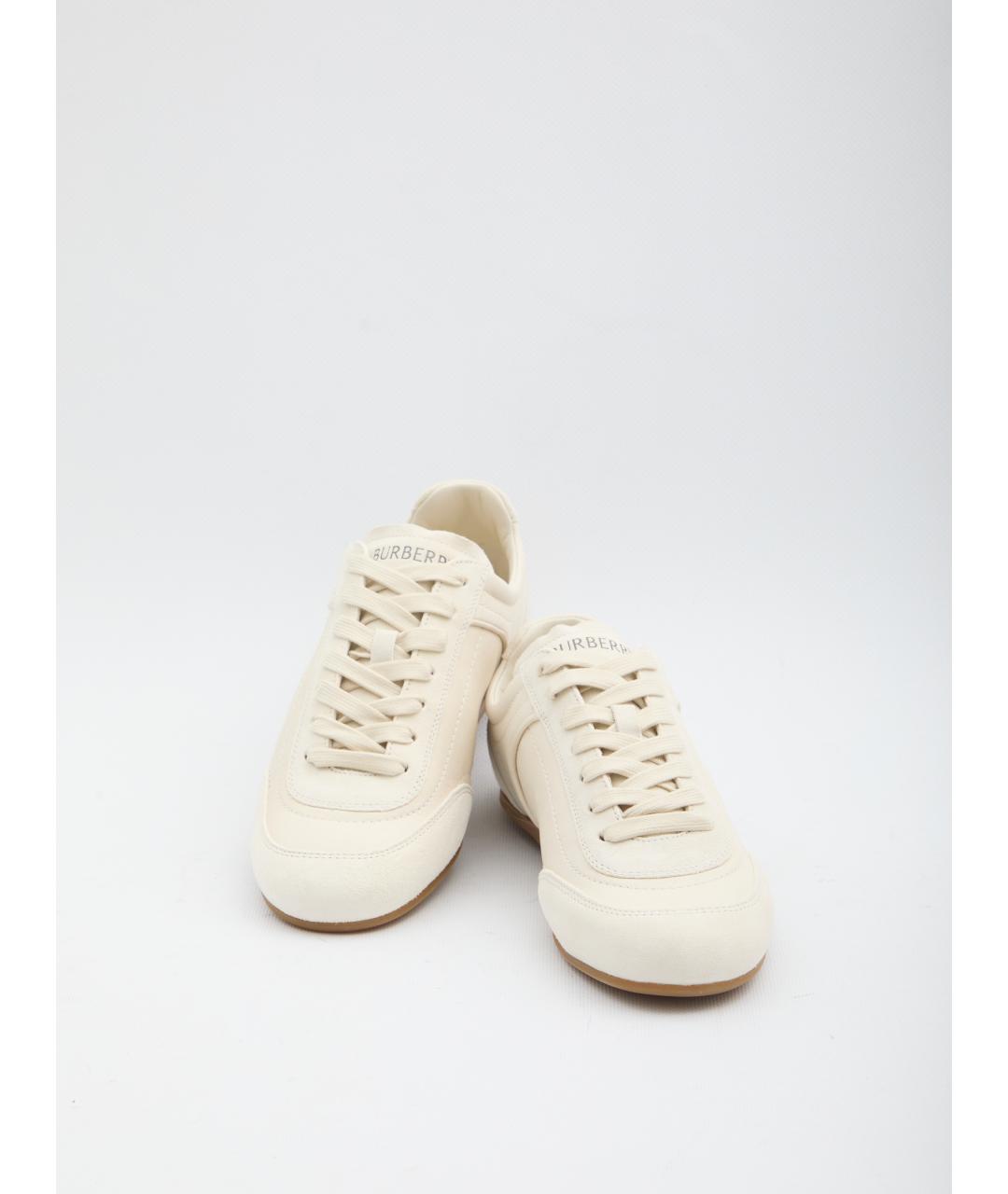 BURBERRY Бежевые кожаные кроссовки, фото 4