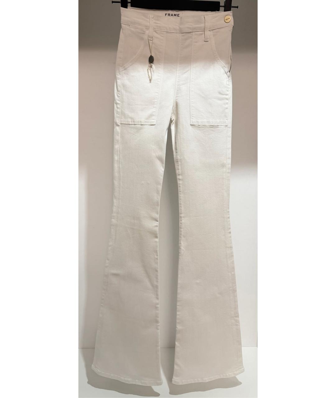 FRAME Белые хлопковые джинсы клеш, фото 5