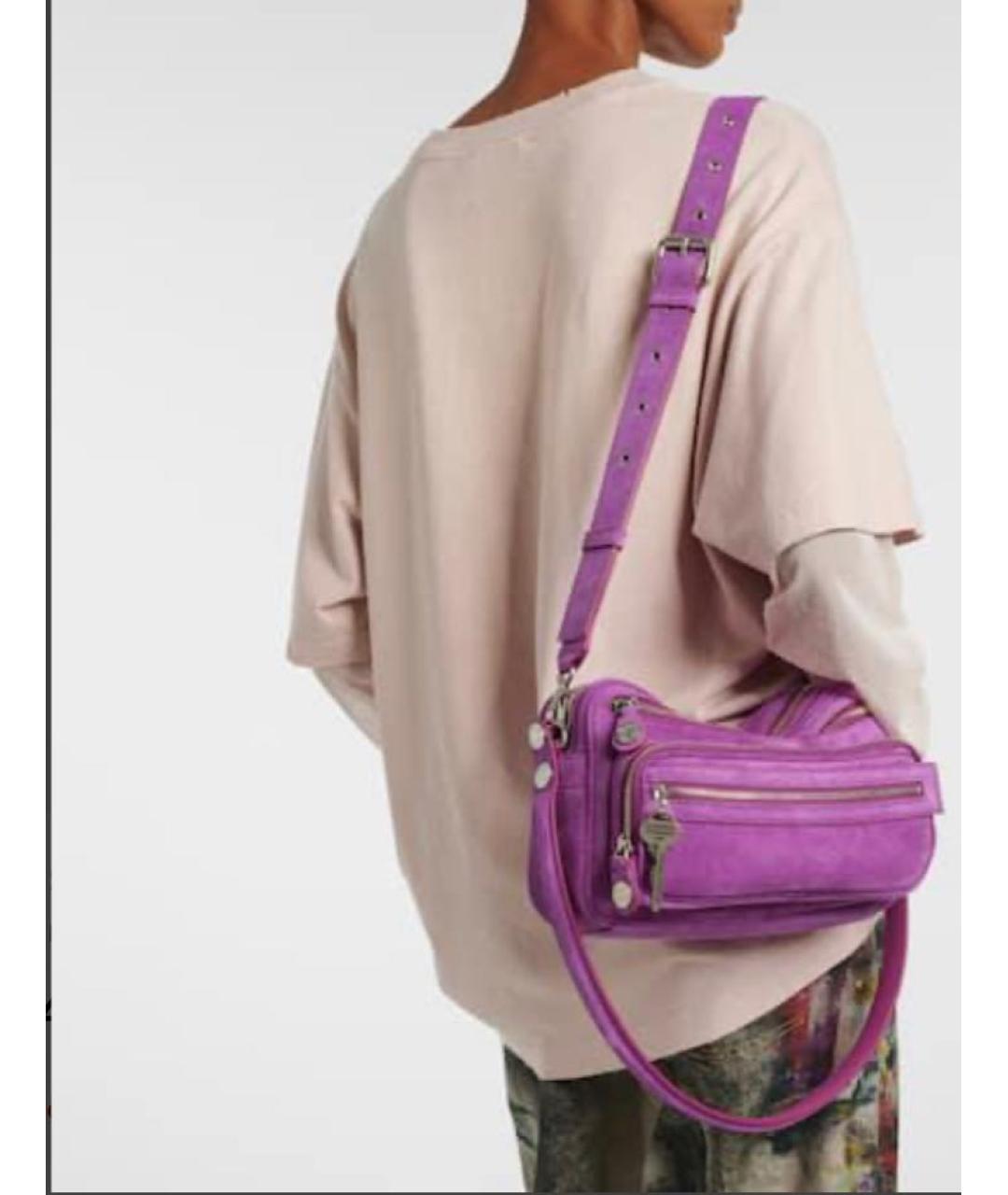 ACNE STUDIOS Фуксия замшевая сумка с короткими ручками, фото 6