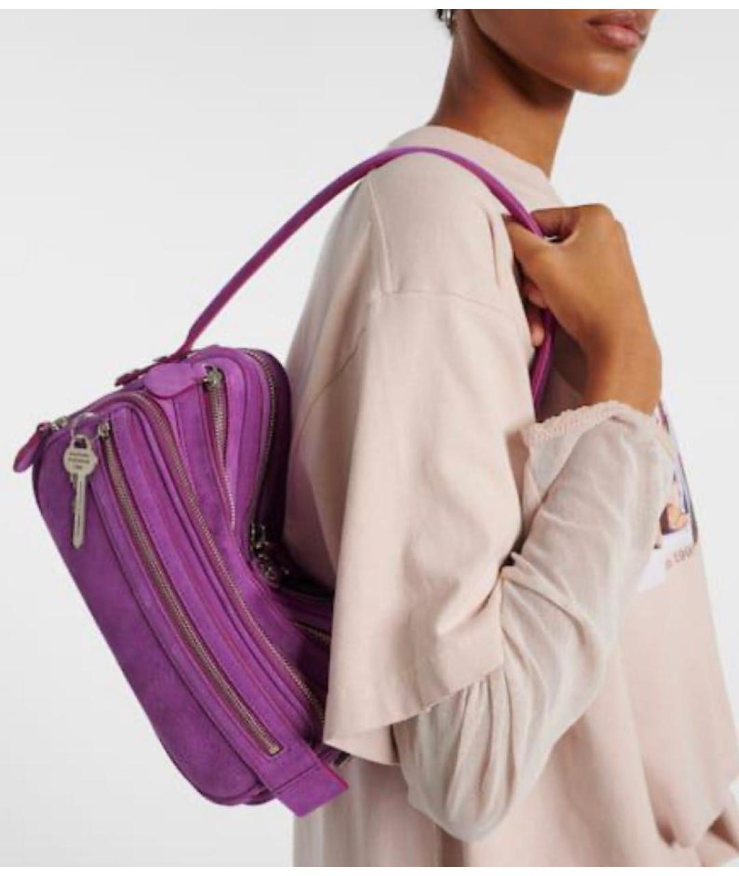 ACNE STUDIOS Фуксия замшевая сумка с короткими ручками, фото 7