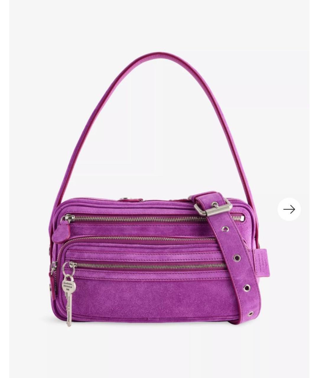 ACNE STUDIOS Фуксия замшевая сумка с короткими ручками, фото 9