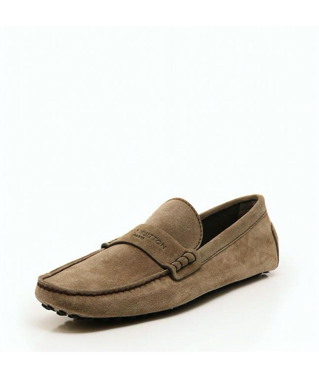 LOUIS VUITTON Хаки замшевые мокасины, фото 9
