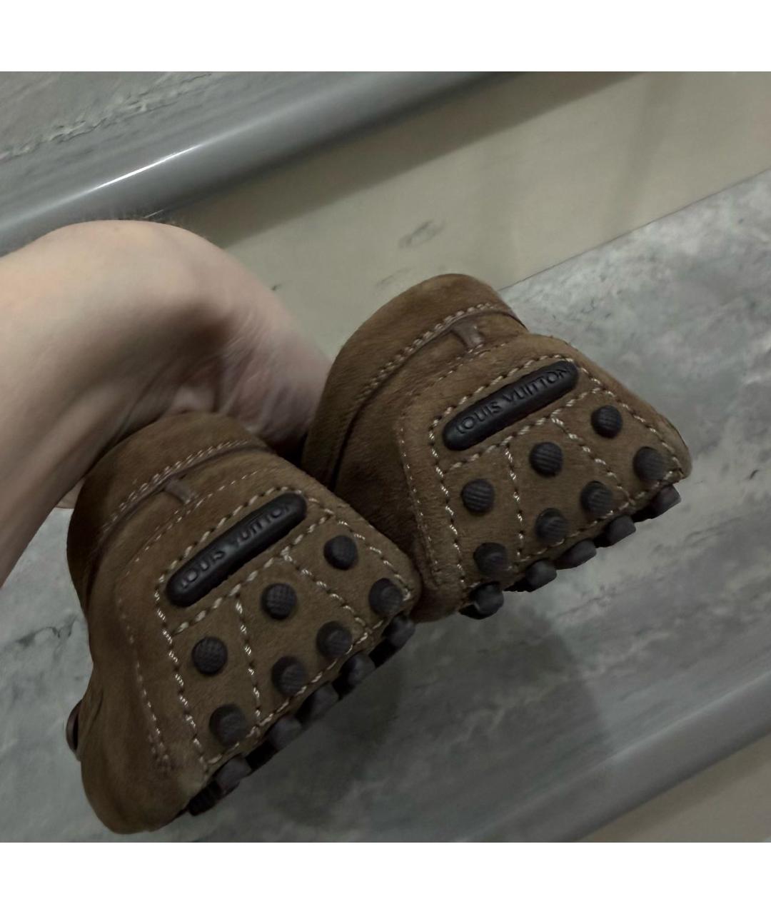 LOUIS VUITTON Хаки замшевые мокасины, фото 6
