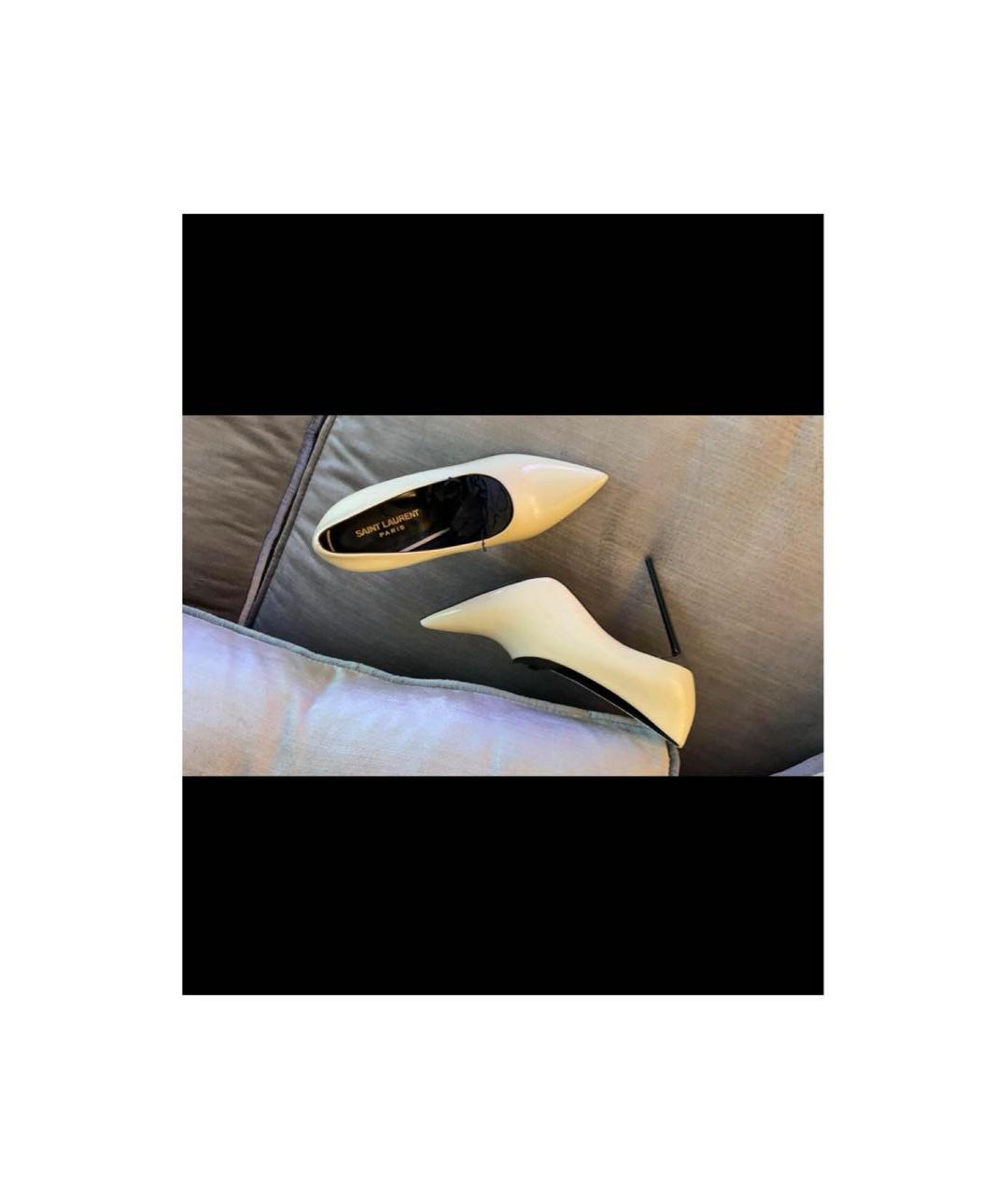 SAINT LAURENT Бежевые туфли из лакированной кожи, фото 3