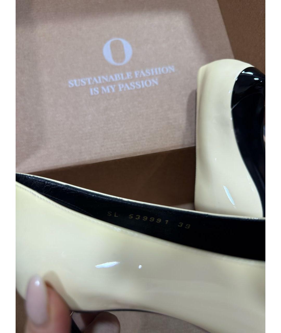 SAINT LAURENT Бежевые туфли из лакированной кожи, фото 6