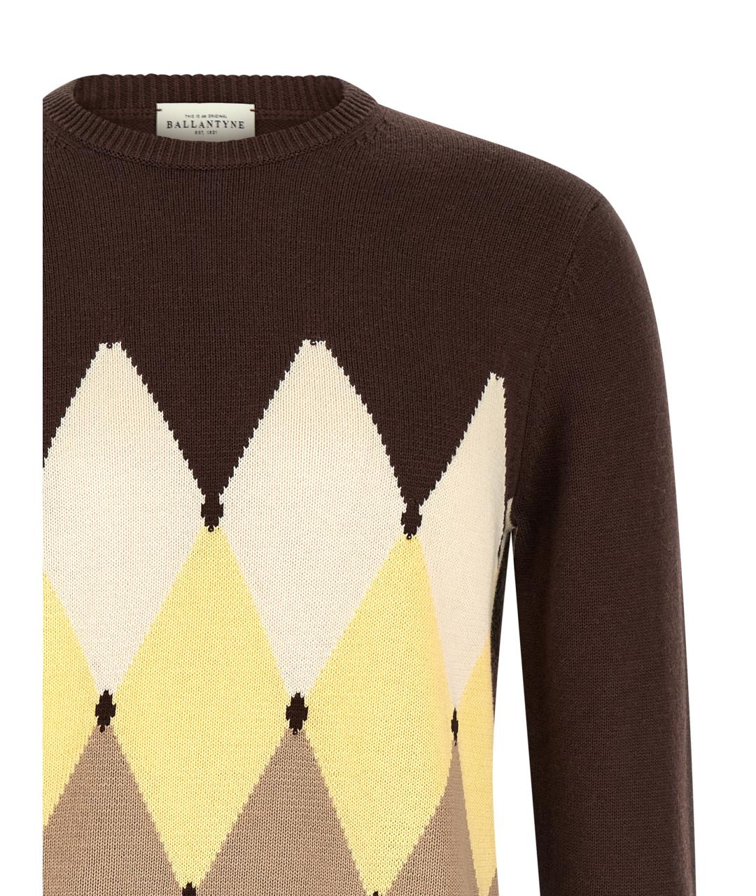 BALLANTYNE Коричневый хлопковый джемпер / свитер, фото 3