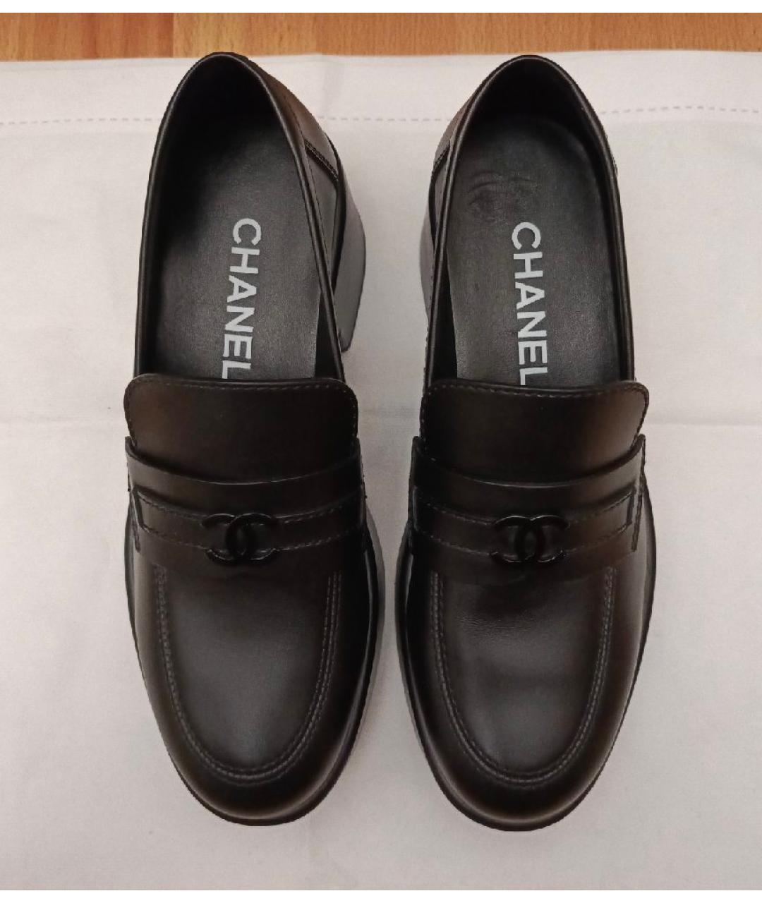 CHANEL Черные кожаные лоферы, фото 3