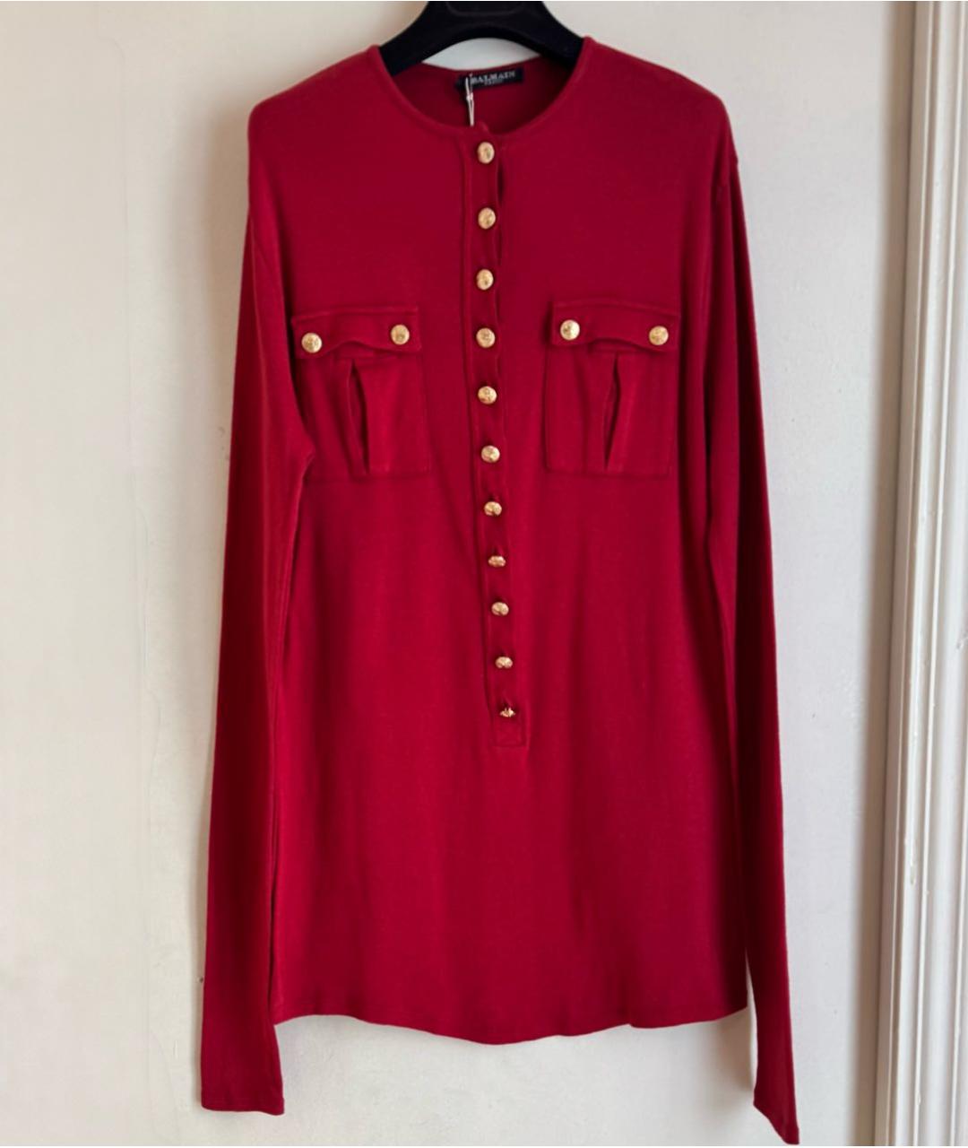 BALMAIN Бордовый хлопковый джемпер / свитер, фото 6