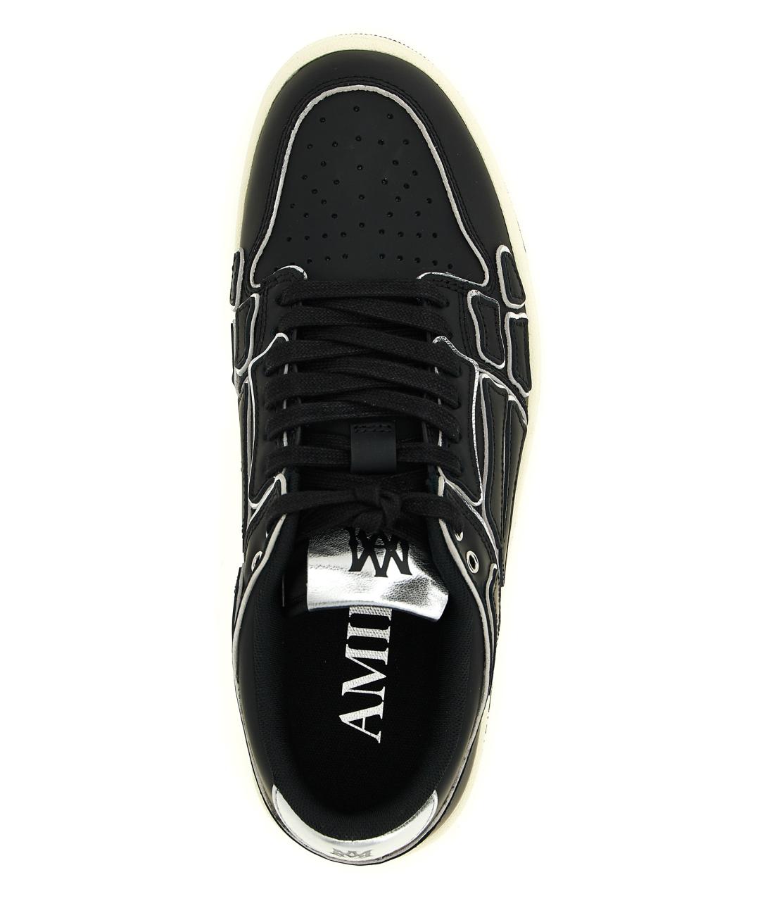AMIRI Черные кожаные низкие кроссовки / кеды, фото 4