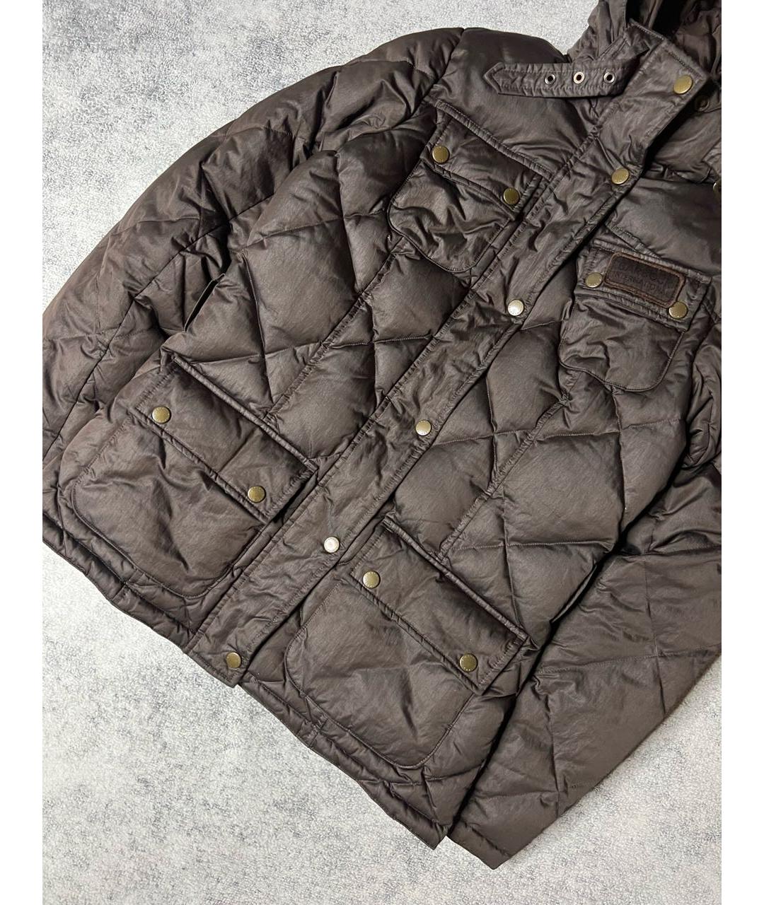 BARBOUR Коричневый полиэстеровый пуховик, фото 8