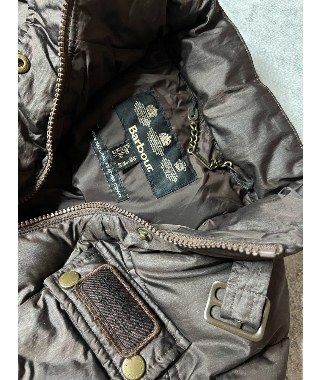 BARBOUR Коричневый полиэстеровый пуховик, фото 7