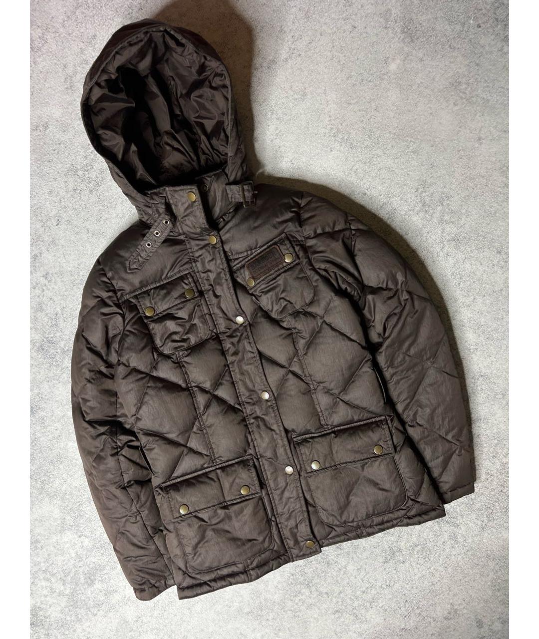 BARBOUR Коричневый полиэстеровый пуховик, фото 9