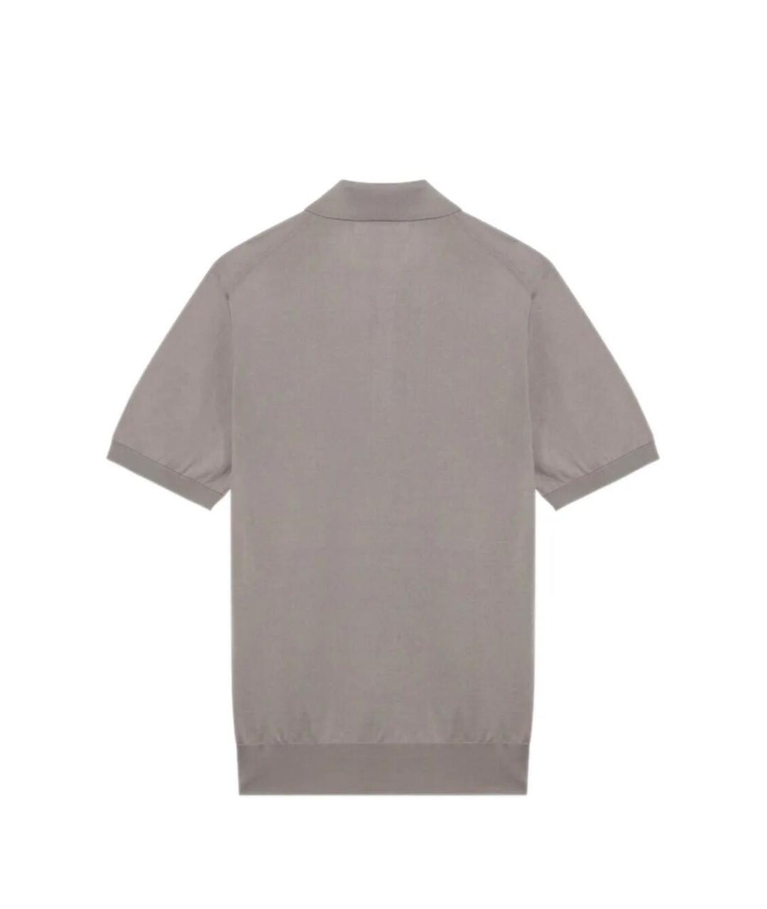 BRUNELLO CUCINELLI Коричневое хлопковое поло с коротким рукавом, фото 3