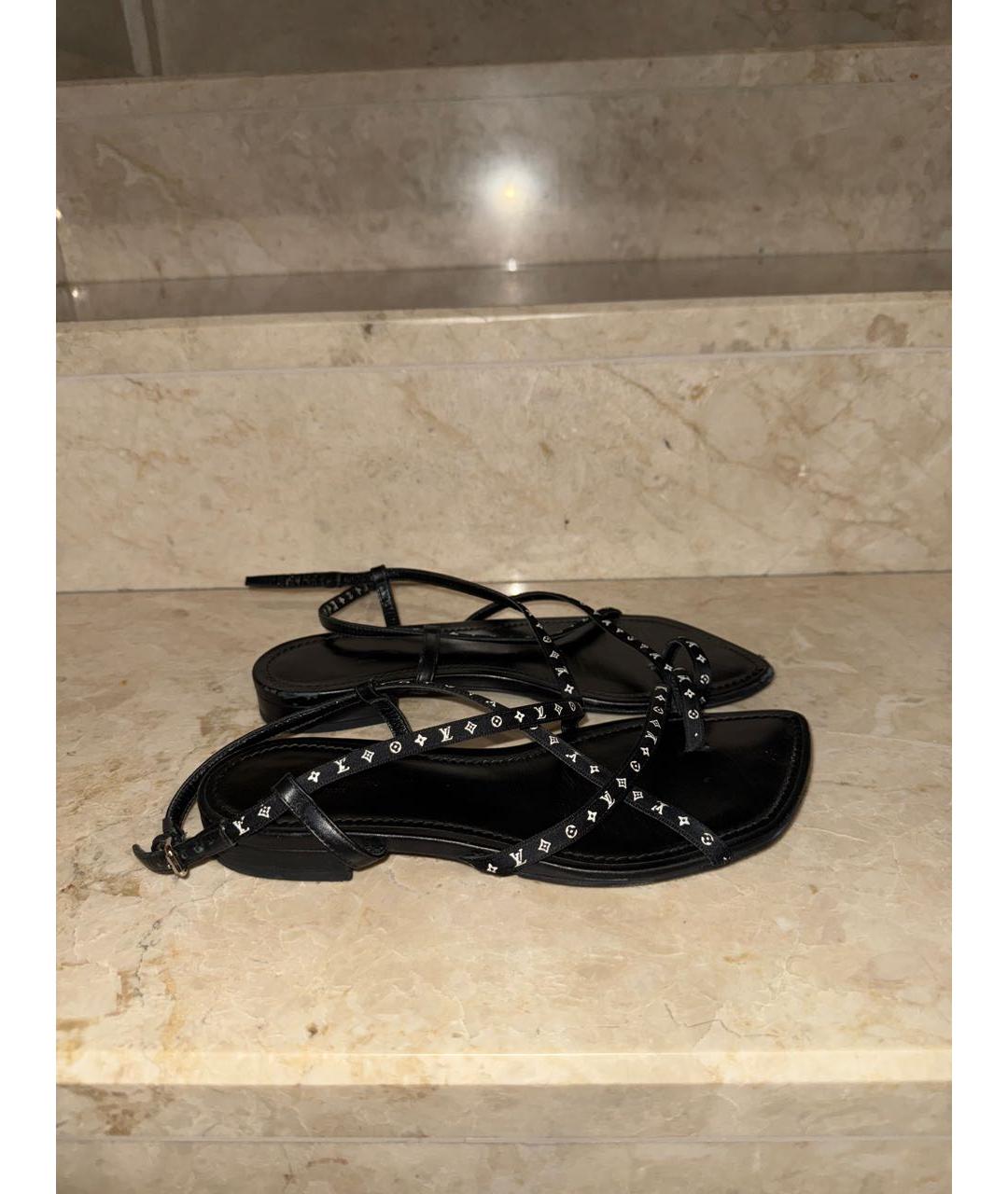 LOUIS VUITTON Черные кожаные сандалии, фото 9