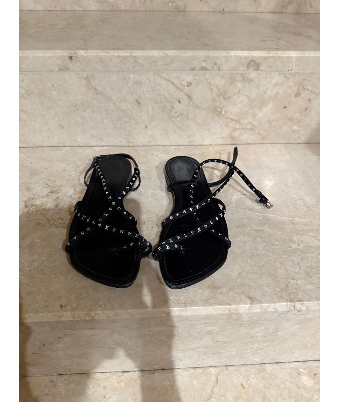 LOUIS VUITTON Черные кожаные сандалии, фото 8
